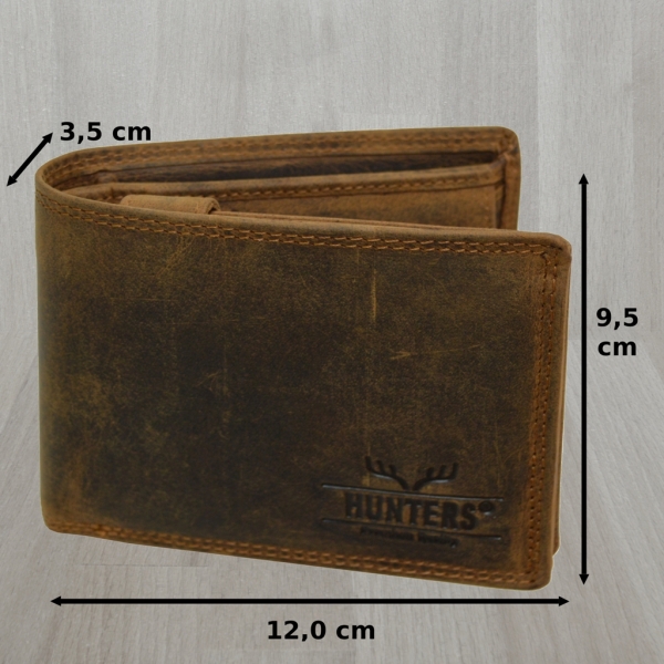 flevado Hunter Vollleder Herren Geldbörse Riegelverschluss Querformat RFID Schutz mit Geschenkbox